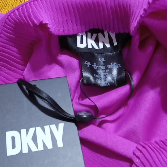 DKNY DRESS Womens 2 PINK MAGENTA PLEATED NEW Casual Party Celebration Cocktail - Picture 8 of 8